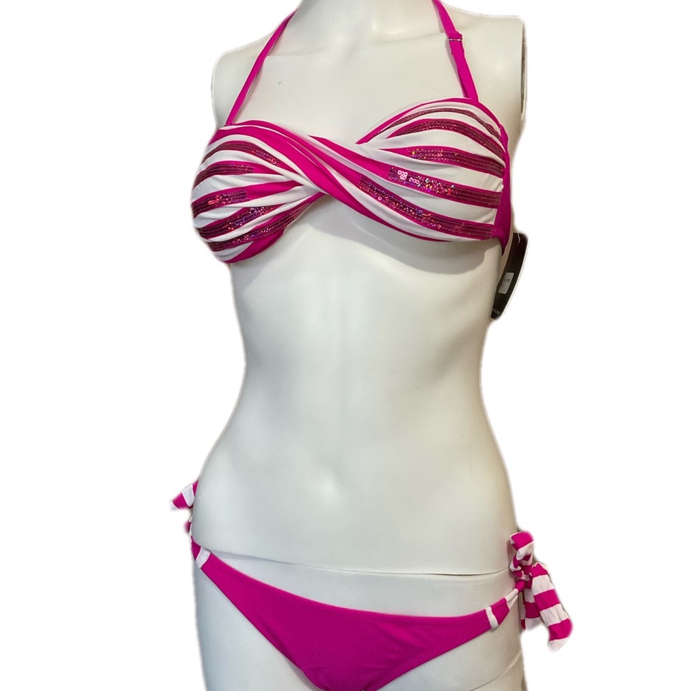 🆕Beach Joy Halter sequin pink bikini set